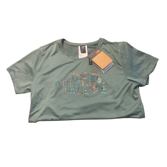 The North Face T Shirt Sage Green Elevation Polyester Flashdry Women’s Size M - Picture 3 of 6